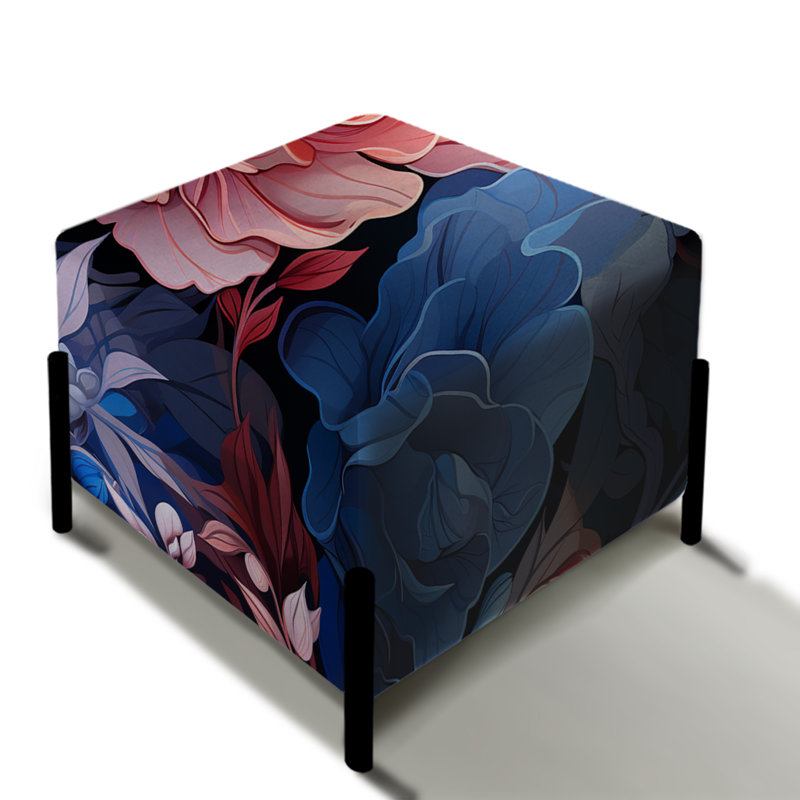 Azure Blue And Pink Twilight Tropical Pattern - Tropical Square Ottoman