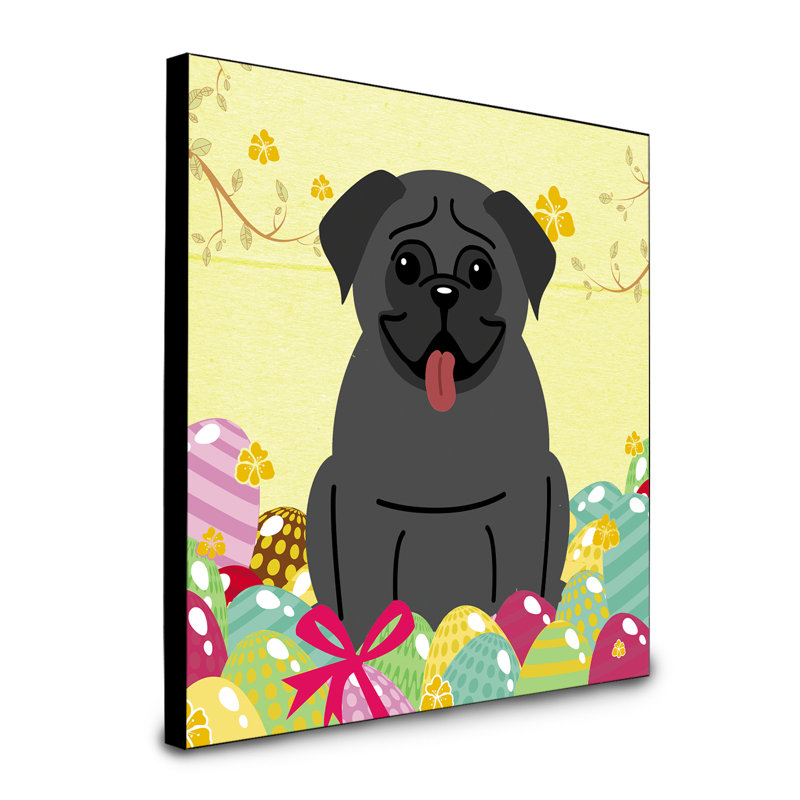 Panneau mural d’art œufs Sentire, Pug noir