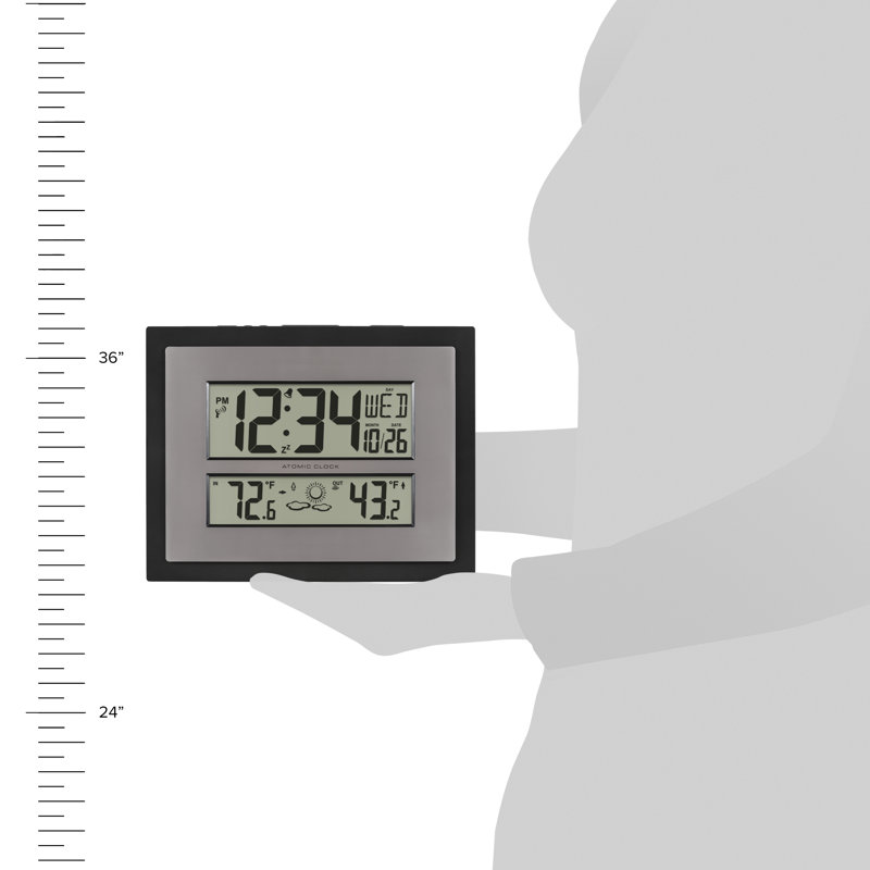 Black Atomic Digital Wall Clock with Large Display