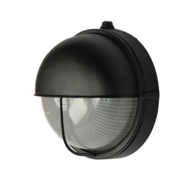 Paupière ronde cloutée 8 po - Noir texturé avec verre transparent sablé