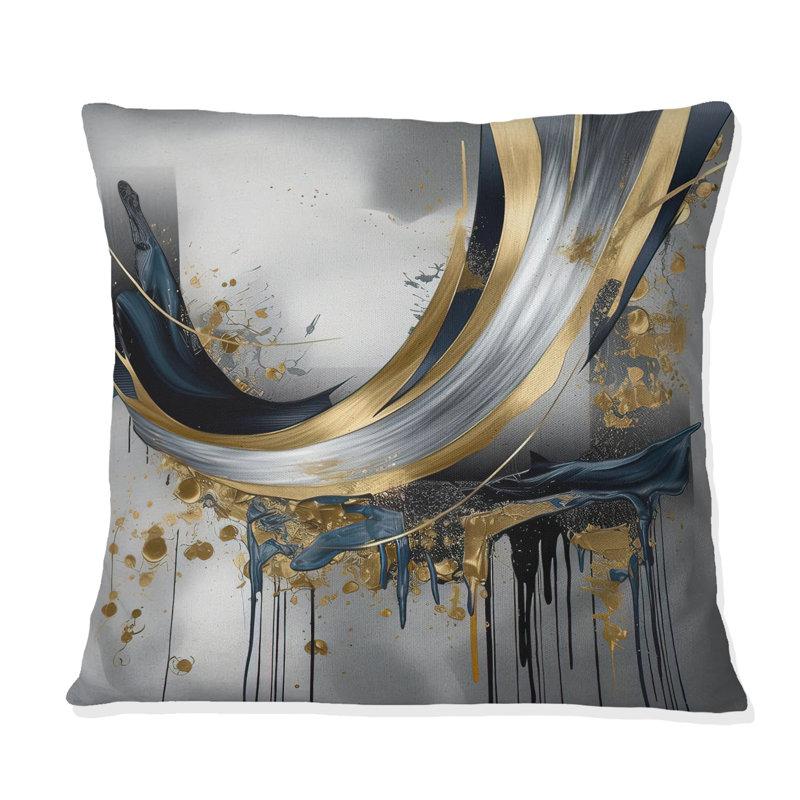 Shapes And Lines Abstract Marble V - Coussin abstrait en marbre, H 18 po x l 18 po, Carré