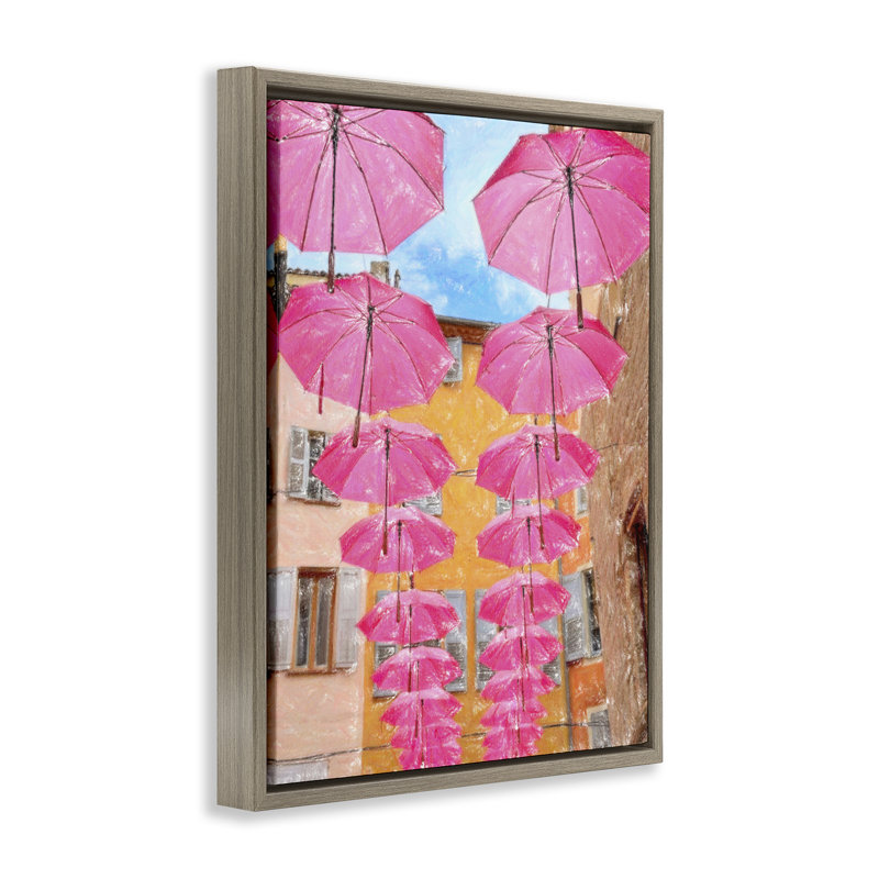  "Toile rose encadrée" par Graffi * Tee, H 31 po x l 25 po, Cadre flottant orme Montalcino