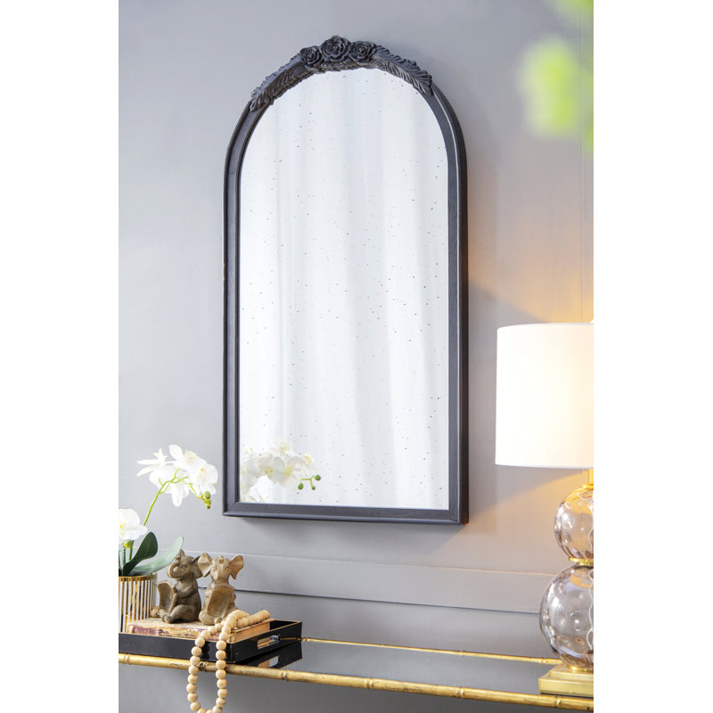 Miroir mural, miroir arqué pour le salon, la salle de bain, le vestibule, Noir, 41,9 po x 22,8 po