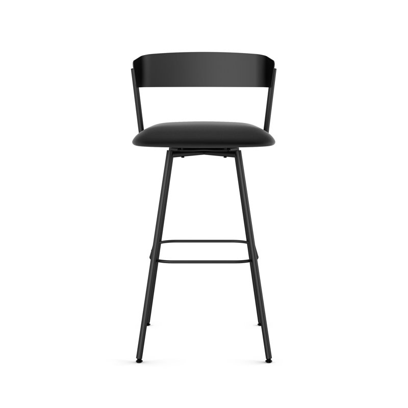 Analeesa Swivel Counter & Bar Stool, Faux Leather-Charcoal Black , Bar Stool (30" Seat Height)