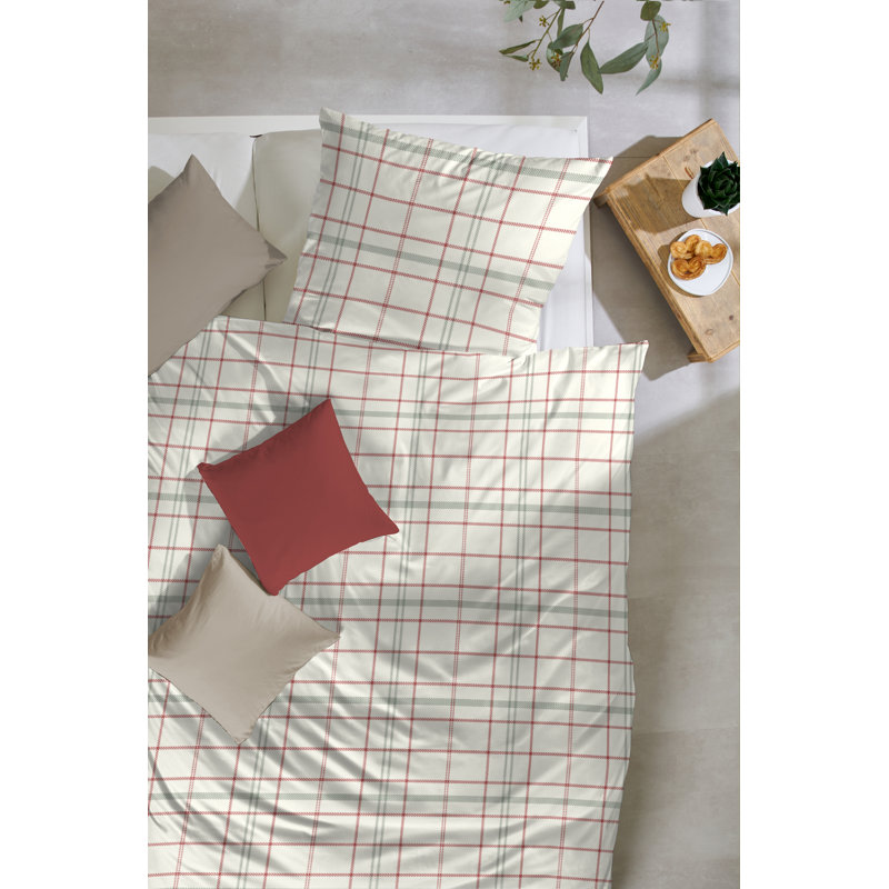 Dilly Cotton Chequered Duvet Cover Set with Pillow Shams, Single Duvet Cover + 1 Standard Pillowcase