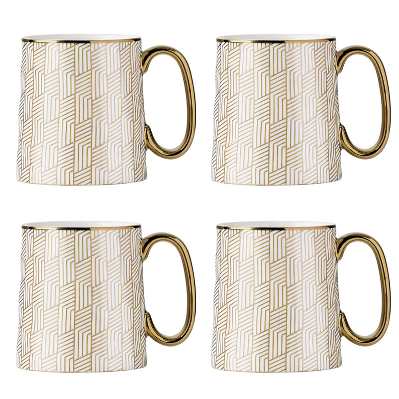 Geo Mugs, White/Gold
