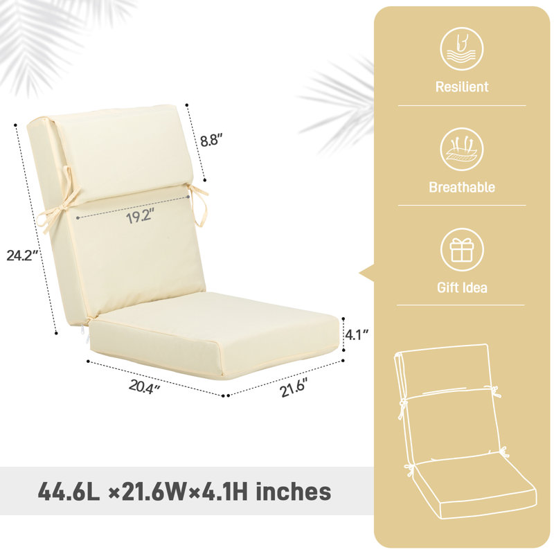 4.1" Outdoor Seat / Back Cushion, Cream Yellow