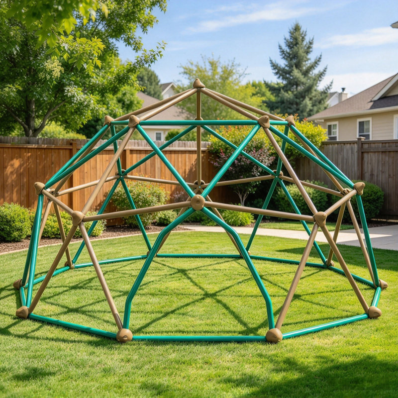 Centre de jeu d'escalade à dôme géométrique de 12 pi pour enfants, tour de dôme d'escalade extérieure, structure en acier résistant à la rouille et aux rayons UV, pouvant supporter jusqu'à 1000 lb pour le jeu sur la pelouse
