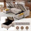 Canapé-lit en chenille de 113,4 po avec grand espace de rangement, deux ports USB et deux porte-gobelets-385563310