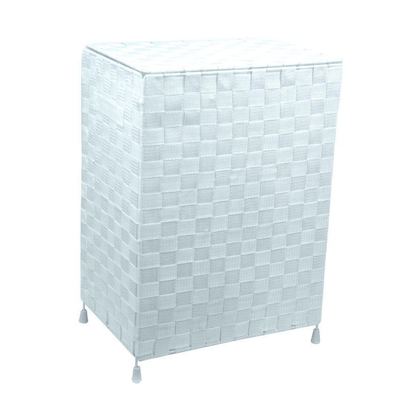 Plastic Laundry Hamper with Handles, White