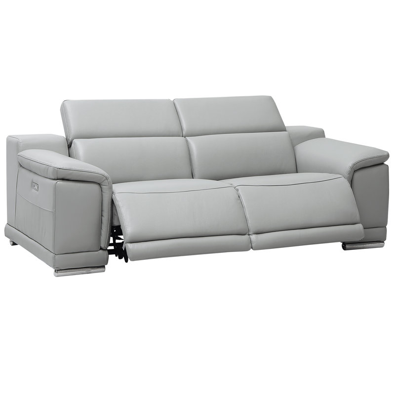 Canapé inclinable en cuir, Cuir véritable gris
