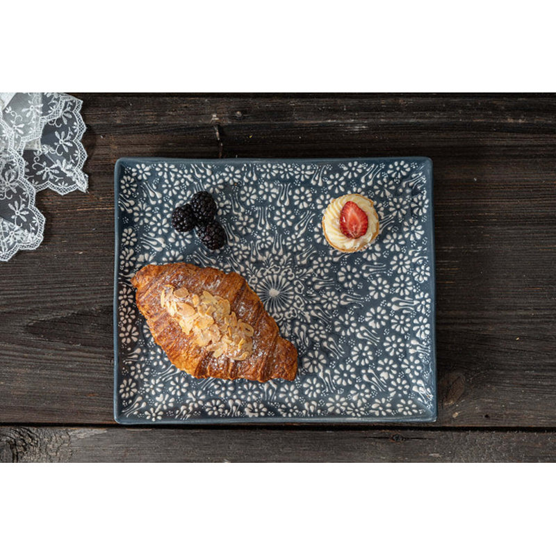 Coppermill Kitchen Hand Painted Ceramic Ceramic Tray, Gray