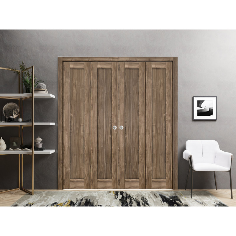 Porte pliante à panneaux en bois Quadro, 96 po x 84 po, Noyer