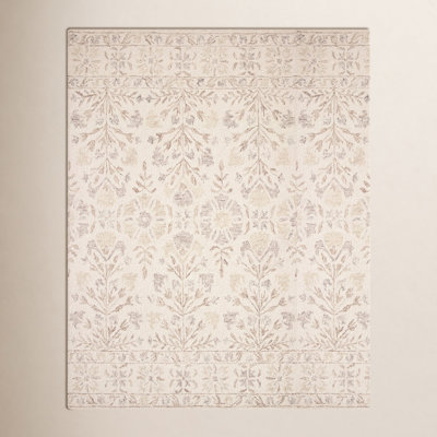 Aden Ivory Brown Hand-Hooked Wool Floral Rug
