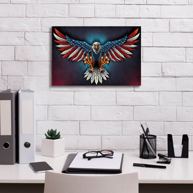 Impression sur toile Ruddell Eagle avec ailes de drapeau américain, H 12 po x l 18 po x P 0,75 po