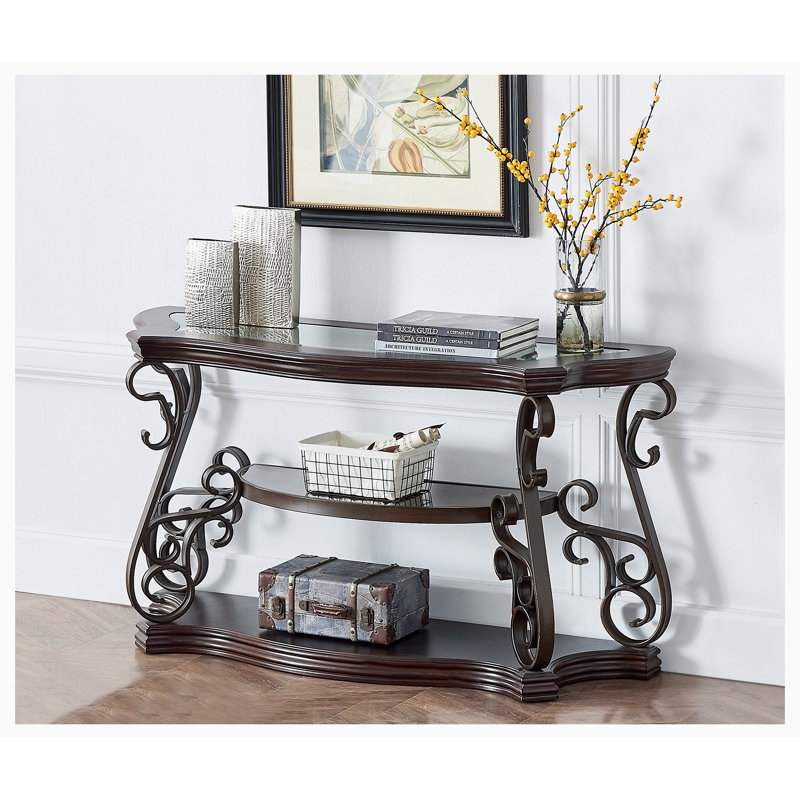 Tasnia 52'' Console Table, Brown, Brown/Clear