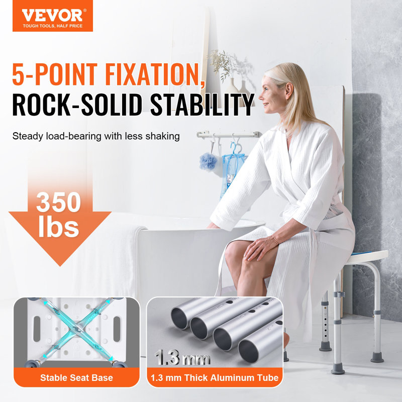 Chaise de douche, tabouret de douche à hauteur réglable, siège de douche pour douche ou baignoire, banc antidérapant pour personnes âgées ou handicapées, capacité de charge de 159 kg