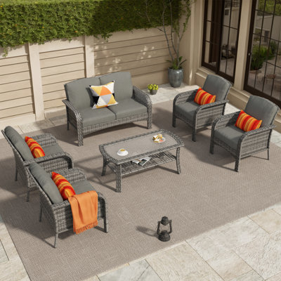6 Piece Sofa Seating Group with Cushions