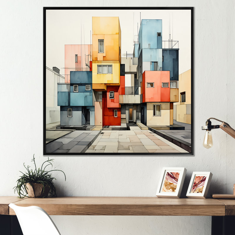 Street Art Paint II - Cityscapes Wall Decor, Cadre flottant noir, H 24 po x l 24 po
