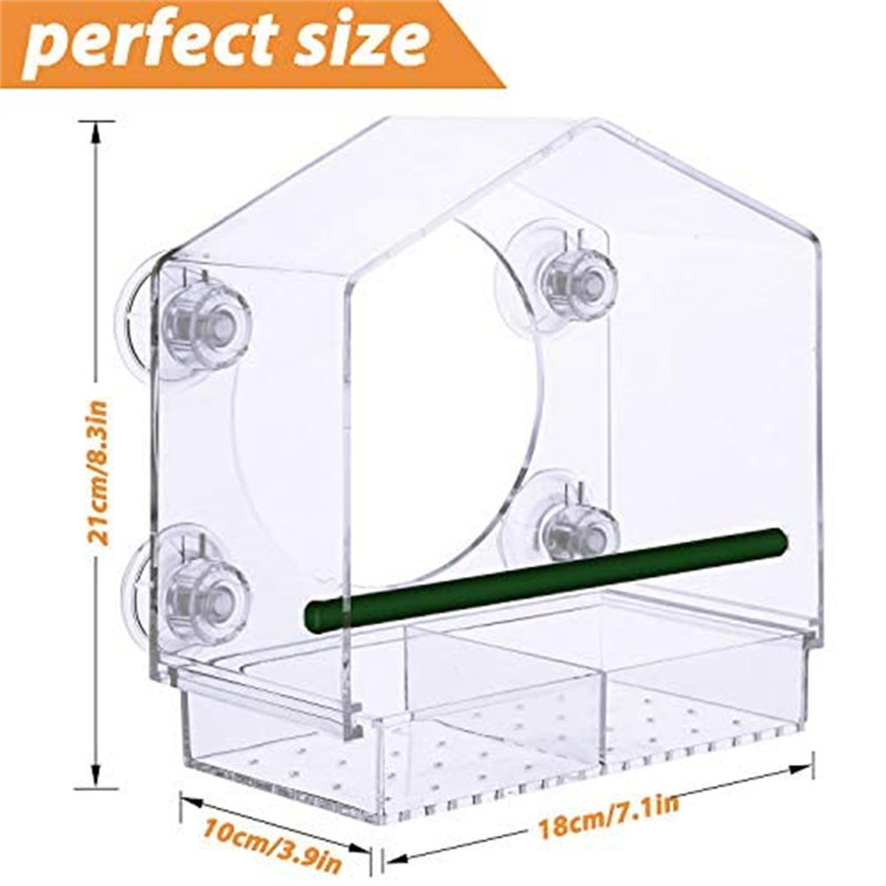 Window Bird Feeder - Extra Strong Suction Cup And Removable Seed Tray With Drainage Holes. For Wild Birds, Finches And Cardinals