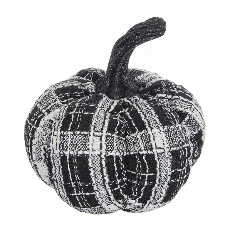 7 x 7 x 7 po Tissu citrouille à carreaux noir et blanc clair pour les fêtes d'Halloween