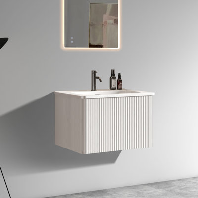 Meuble-lavabo à rayures 24 po avec lavabo en céramique