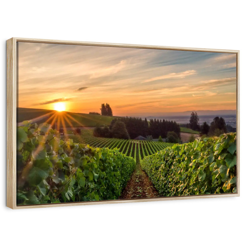 Willamette Vineyard, Cadre flottant en bois naturel, 40 po x 27 po