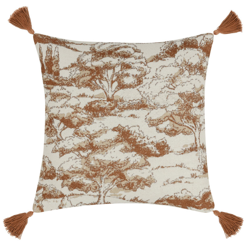 Coussin décoratif en mélange de lin Stonework, Crème / brun clair Toile