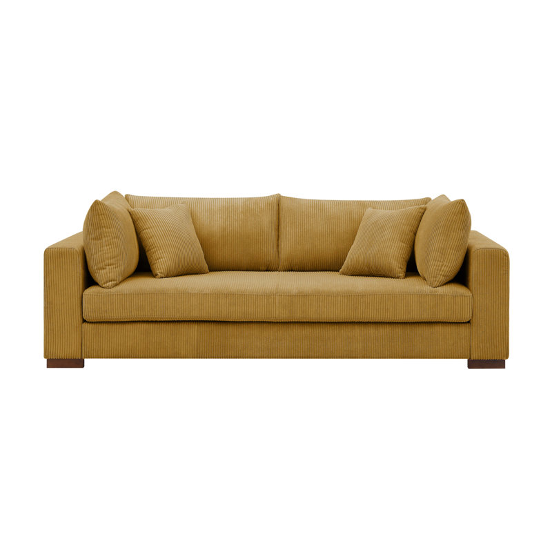 Alcantara Upholstered 89.5'' Sofa, Yellow Corduroy