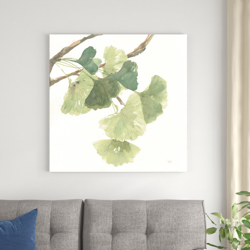 Feuilles de gingko I sur blanc, H 36 po x l 36 po x P 1,25 po