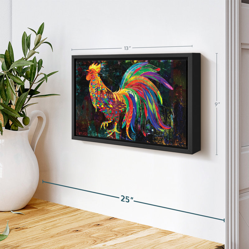 «Art mural coq abstrait multicolore», H 13 po x l 9 po