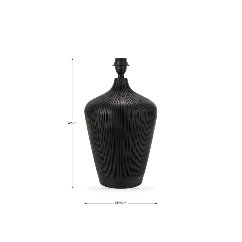 Taika Antique Textured Wood Table Lamp Base, Black