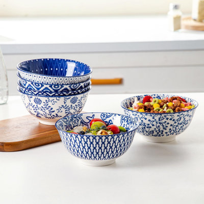 Porcelain Soup Bowls Set Of 6 - 24 Oz Deep Ceramic Bowl For Soup, Cereal, Salad, Pasta - Microwave, Dishwasher, Oven Safe - Durable, Stackable Design For Kitchen And Dining