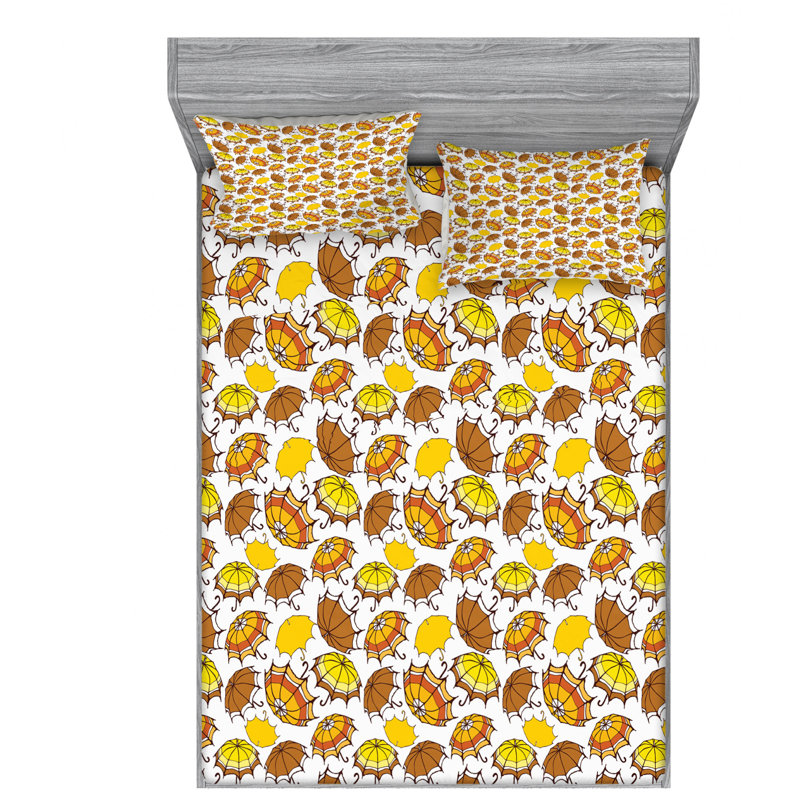 Umbrella Microfiber Sheet Set, Full Sheet Set with Fitted Sheet