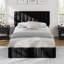 Structure de lit double tapissier en lin double avec 4 tiroirs de rangement et tête de lit réglable, lattes de bois robustes, aucun sommier requis, assemblage facile - noir-759310650-759310648