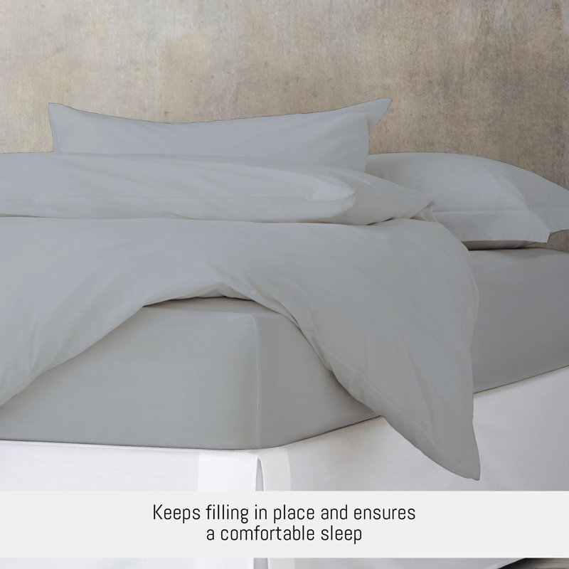 Satin Solid Colour Duvet Cover Set with Pillowcases Included, Double Duvet Cover + 2 Standard Pillowcases , Grey