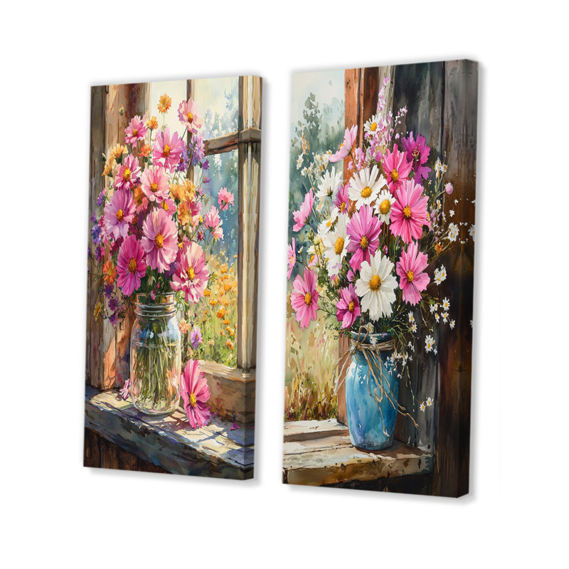 Décoration de jardin champêtre charme de bouquets assortis I - panneau mural floral 2 panneaux, H 28 po x l 25 po