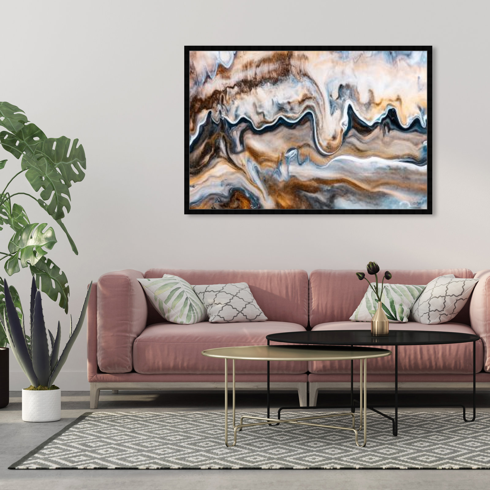 Copper And Blues by Oliver Gal, Black, 38" H x 56" W x 0.5" D