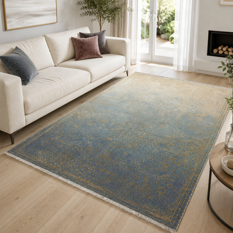 Striped Cotton and Chenille Flatweave Area Rug, 100 x 200 cm