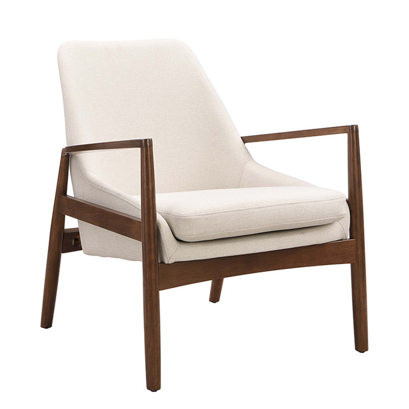 U-Can Sherpa Fabric Upholstered ArmChair  with Solid Wood Frame