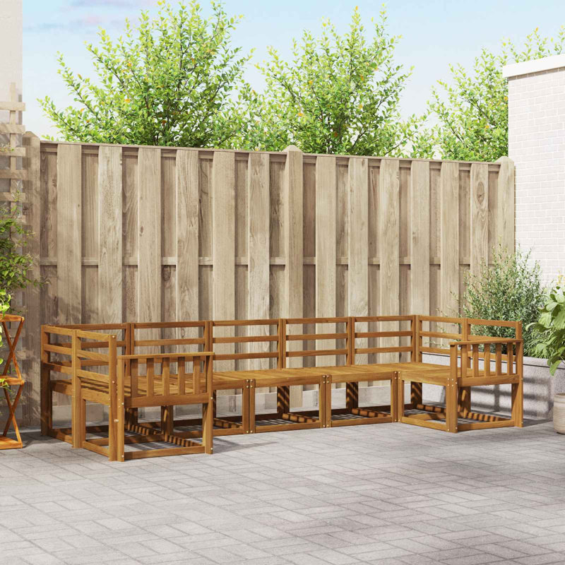 304 cm W Solid Wood Patio Corner Sofa Set