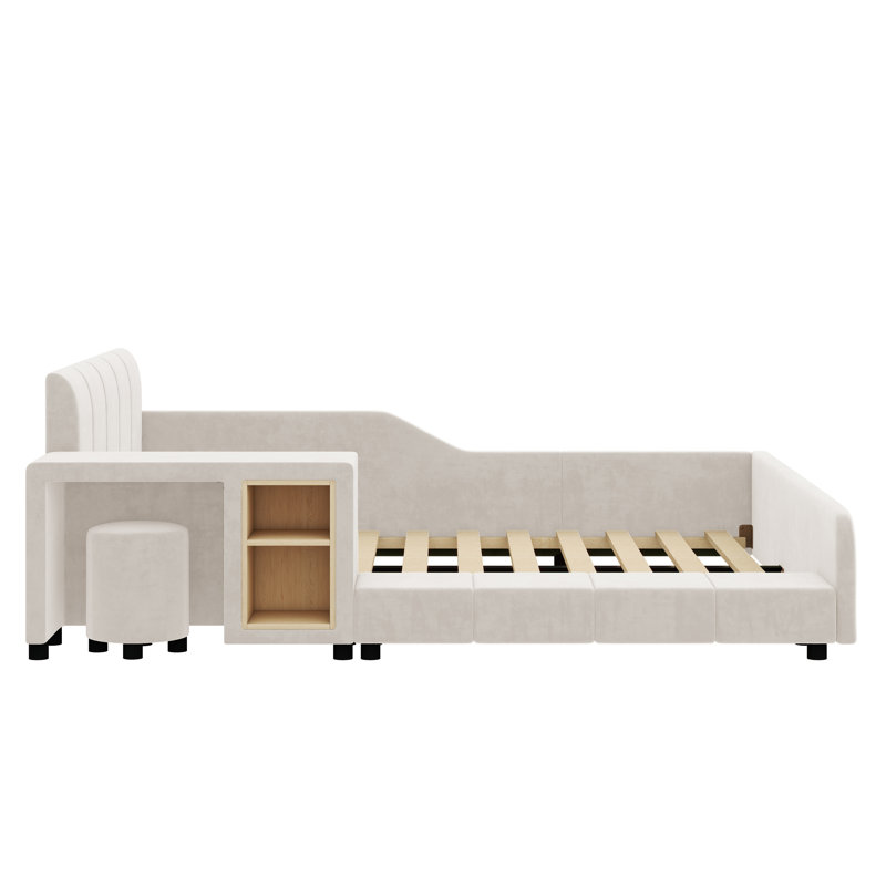 Lit tapissier pleine grandeur Carragan, Beige