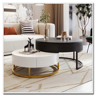 Tables basses gigognes rondes avec 2 tiroirs