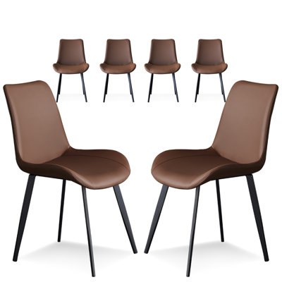 Chaises de salle à manger en similicuir pour la salle à manger de cuisine, chaise moderne confortable Mid-Century avec pieds en métal, chaise d'appoint rembourrée pour le salon