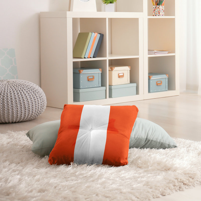  Coussin de sol touffeté, 30 po x 30 po, Orange / blanc