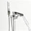 Robinet de baignoire sur pied VIBRANTBATH avec douchette intégrée et effet cascade, fini nickel brossé, poignée unique et douchette à main.-73110346