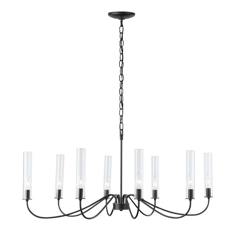 Grace 8 - Light Candle Style Classic/Traditional Chandelier, Black