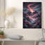 «Mauve montagnes et rivière incandescente avec arbres roses», art mural sur toile-132893923