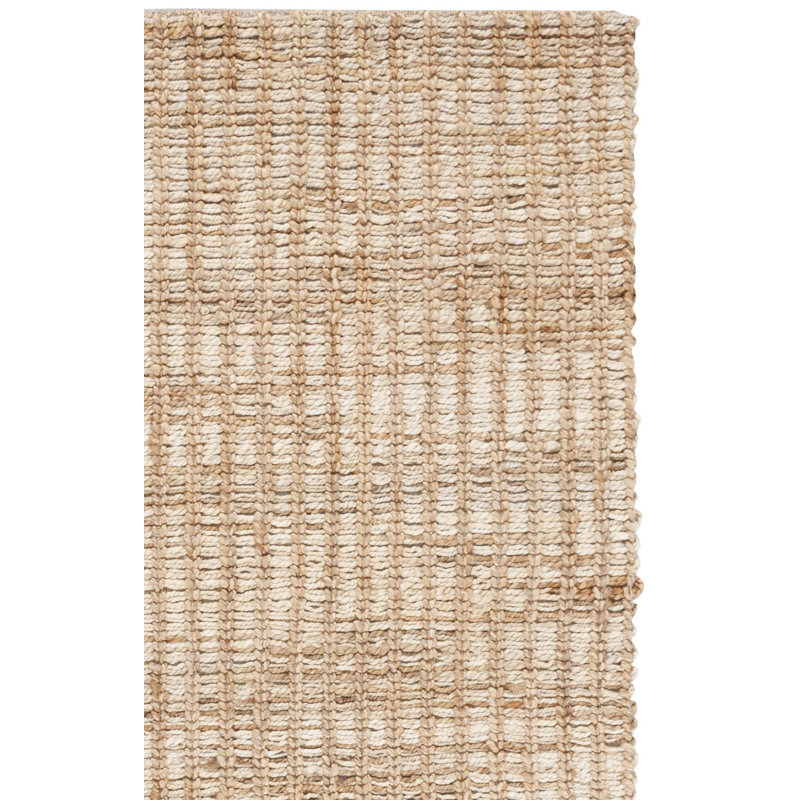 Tapis rayé en jute et en coton tissé à la main Ellport, Rectangle 6 pi x 9 pi