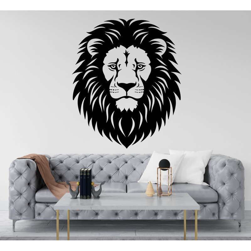 Adhésif mural tête de lion, art mural tête de lion, décoration murale chambre de lion, H 21 po x l 17 po, Beige